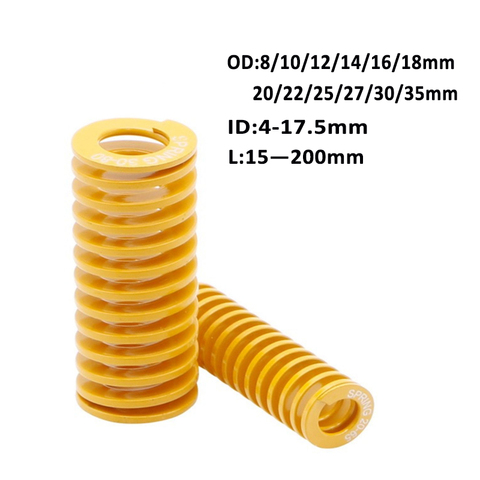 1/2Pcs Yellow Long Light Load Spiral Stamping Compression Mould Die Spring Outer Diameter 8-35mm Inner Diameter 4-17.5mm L15-200 ► Photo 1/6
