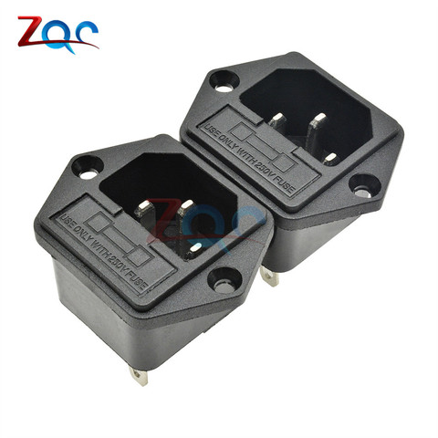 AC-03 3 PIN IEC320 C14 Male Power Cord Inlet AC Power Socket Receptacle Connector With Fuse Holder interface 250V 10A ► Photo 1/6