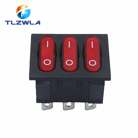 1pcs On-Off KCD3 9Pin Red 15A 250V 20A 125V AC Light Boat Car Rocker Switch KCD3-303 KCD3 Triple Light Switch Button ► Photo 1/5