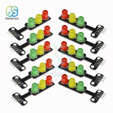 10pcs Mini 5V Traffic Light LED Display Module for Arduino Red Yellow Green 5mm LED RGB Traffic Light ► Photo 1/6