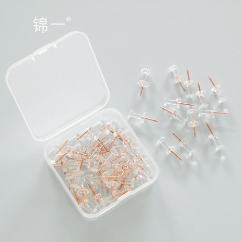 100pcs Transparent Rose Gold Push Pins Thumb Thumbtack Board Pins