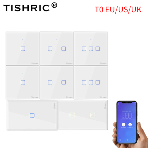 SONOFF Tx T0 US/EU/UK 1/2/3 Gang Wifi Wall Light Switch Panel Touch/Voice/APP Control Eweilink Smart Home Automation Alexa IFTTT ► Photo 1/6