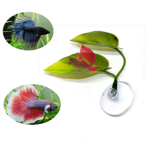 1Set Aquarium Fish Tank Artificial Leaf Betta Fish Rest Spawning Ornamental Plant Betta Fish Play Relax Hide Leaf Hammock Hot ► Photo 1/6