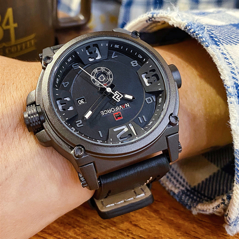Top Brand Luxury NAVIFORCE Men Sports Watches Men's Army Military Leather Quartz Watch Male Waterproof Clock Relogio Masculino ► Photo 1/6