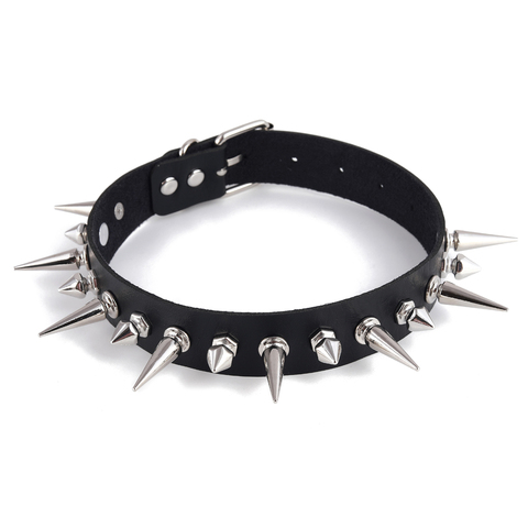 Emo Spike Choker Punk Collar Goth Necklace Fashion Vegan Leather Belt Chocker  Accessories Harajuku Gothic  Jewelry Halloween ► Photo 1/6