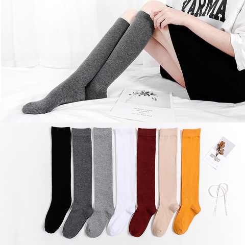 Harajuku Retro Women Cotton Autumn Winter Long Socks Casual Thick Warm Sock Lady Gift White Black Yellow Grey Red School Girl ► Photo 1/6