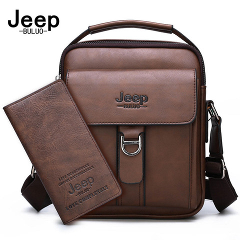 JEEP BULUO Brand Man's Shoulder Messenger Bag New High Quality Leather Crossbody Bags For Men Business Casual Fashion Tote Brown ► Photo 1/6