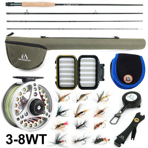 Maximumcatch Extreme 3-8WT Medium-fast Carbon Fiber Fly Rod Combo with Graphite Reel & Fly Line&Tackle Box Triangle Tube ► Photo 1/6