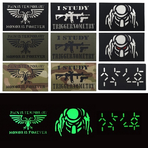 Predator Reflective Badge Patch Nylon Fabric English Alphabet Pattern Jagged Warrior Luminous Armband Velcro Backpack Sticker ► Photo 1/6