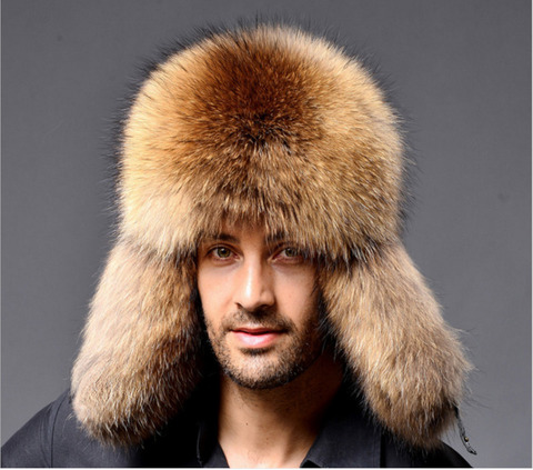 Real Raccoon Hats Men's Trapper Hats Fur&Lamb Leather Russian Cossack Trapper Hats Men's Winter Hats 2022 Fur Lamb Leather ► Photo 1/6