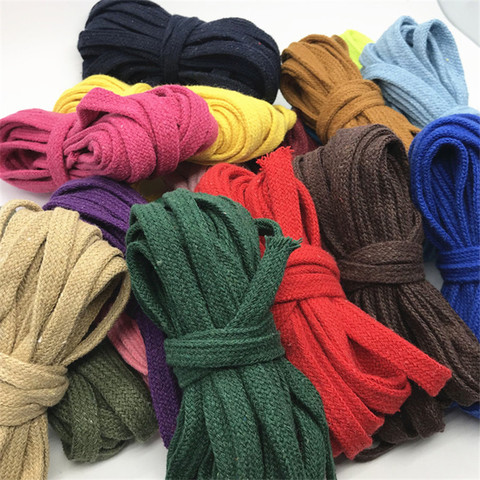 10 mm * 10M Colored Cotton Braided Rope Hollow Flat Twisted Cord Sports Belt DIY Sewing Tape Rope Shoes Hat Decoration 14 colors ► Photo 1/6