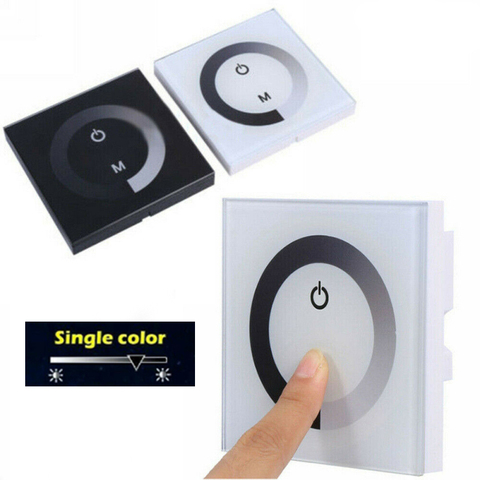 12V-24V Touch Switch Black Glass Panel Switch LED Light Dimmer Controller UK/EU Wall Mounted Switch ► Photo 1/1