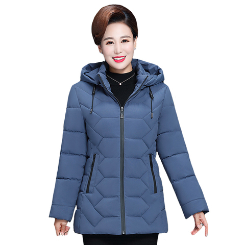 Plus Size 5XL Middle-aged Women Winter Short Jacket 2022 Hooded Cotton Coat Women Thick Casual Mother Winter Jacket Women Parka ► Photo 1/6