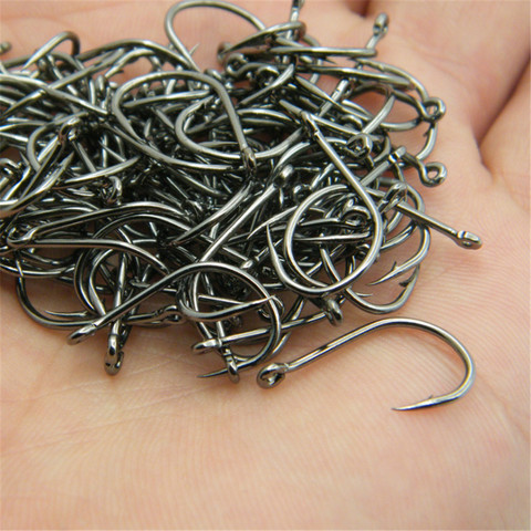 100pcs/Box High Carbon Steel Fishing Hooks Barbed  3#-12# Series Worm Pond Fishing Bait  Holder Jig Hooks Hole Accessories ► Photo 1/6