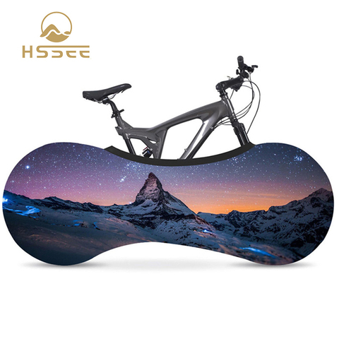 HSSEE Scenic Series Bicycle Dust Cover Elastic Fabric Road Bike Indoor Tire Protective Cover 700C 26