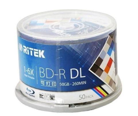 Ritek 50 pack/one box A+ quality Blank Printable Blu Ray DL 1-6x Dual Layer 50GB BD DL Disc Spindle box ► Photo 1/6