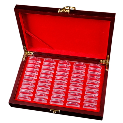 50 Pcs Wood Coin Protection Display Box Storage Case Holder Round Box Commemorative Collection Box ► Photo 1/6