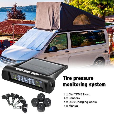 TPMS Tire Pressure Monitoring System Solar Or USB Powered With External And Internal Sensors Real-time Display 6 Alarm Modes ► Photo 1/6