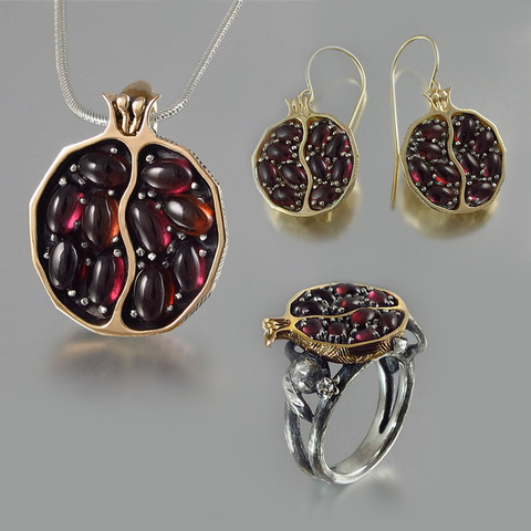 FDLK  Romad Vintage Round Red Pomegranate Garnet Earrings For Woman Girl CZ Stone Pendant Drop Earrings Jewelry ► Photo 1/5