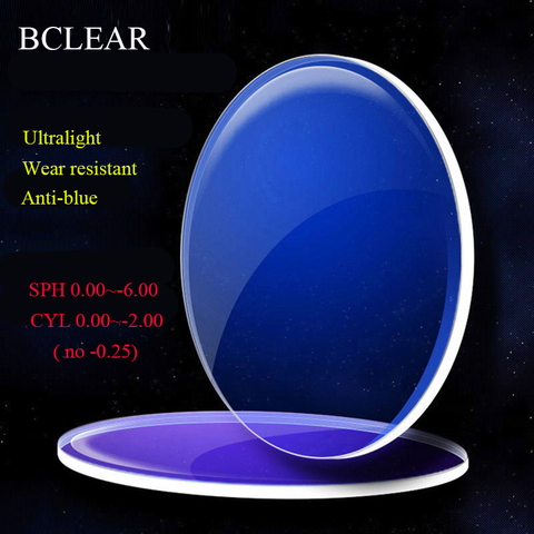 Anti Blue Light Prescription Optical Lens Ultralight Wear Resistant Aspherical Blue Coating Anti-blue Ray Myopia Resin Lenses ► Photo 1/6