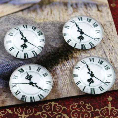 New Fashion  20pcs 12mm Clock Handmade Photo Glass Cabochons Pattern Domed Jewelry Accessories Supplies-E7-46 ► Photo 1/2