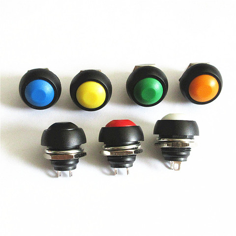 5PCS 7 colors small button switch waterproof switch self-reset PBS-33B12MM red lock-free switch ► Photo 1/6