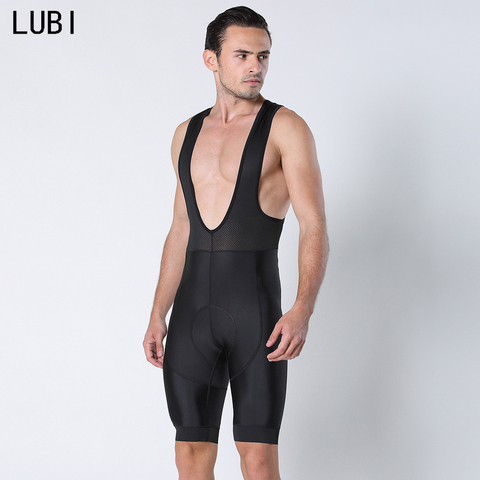 LUBI Men Summer Whole Black Pro Cycling Bib Shorts Gel Pad Shockproof MTB Race Pants Road Bike Shorts Sponge Pad Bicycle Tights ► Photo 1/6