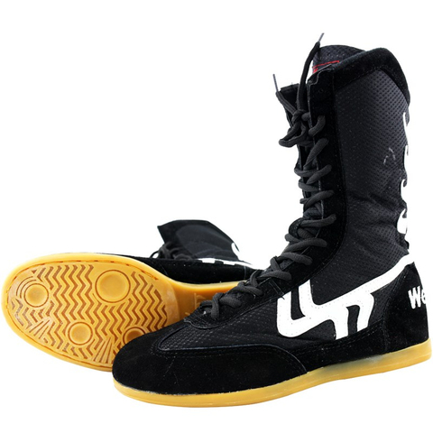 Men Women Boxing Wrestling Shoes Cow Muscle Outsole Breathable Combat Sneakers Lace Up Boots Boxing Shoes Size 35-46 ► Photo 1/5