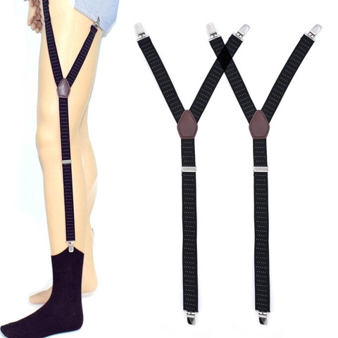 Mens Fashion Shirt Stays Garters Y Shape Military Adjustable Elastic Shirt Holders Straps Sock Non-slip Clamps Leg Suspenders ► Photo 1/6