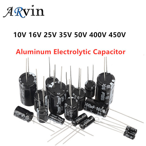 Aluminum Electrolytic Capacitor 6.3V 10V 16V 25V 35V 50V 63V 100V 400V 450V 10 47UF 100UF 220UF 330UF 470UF 680UF 1000UF 1500UF ► Photo 1/6