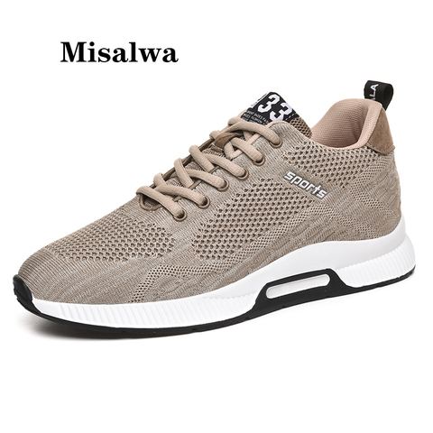 Misalwa Men Elevator Shoes  Invisible Height Increasing Spring Summer Casual Sneaker Soft Flyknit Young Men Casual Shoes ► Photo 1/6