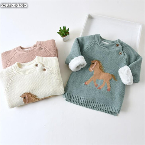Baby Sweater Newborn Baby Boys Sweaters Thick Fleece Unicorn Kids Sweaters Toddler Cardiagn Knitted Baby Clothes Girls Sweater ► Photo 1/6