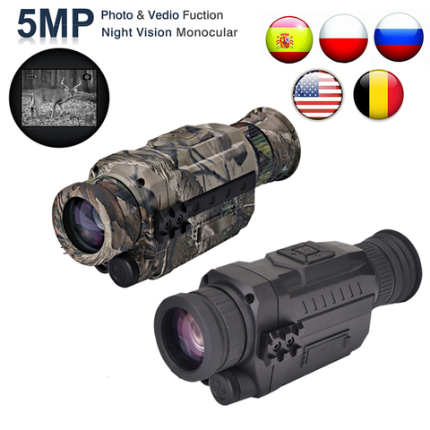 WG535 Digital Night Vision Monoculars 200m full dark DVR NIght Vision Scope 5X Optical Magnification Photo Video Hunting Cameras ► Photo 1/6