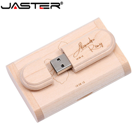 JASTER Creative Custom free custom log Maple Delicate Usb with Box Pen Drive 8GB 16gb 32gb 64GB Flash Drive USB 2.0 Photo Sticks ► Photo 1/3
