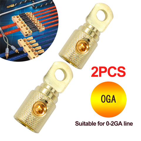 2Pcs Golden Heavy Duty 0 Gauge Screw Wire Coupler Butt Ring Terminal Connectors Terminal Car Audio Modified Wire Power Supply ► Photo 1/6