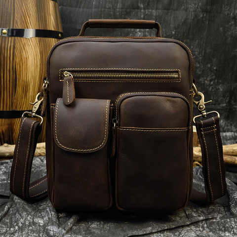 MAHEU 2022 Hot Sell Retro Fashion Men Handbags Genuine Leather Shoulder Bag Leather Handbag Sling Bag Men Male Crossbody Bag ► Photo 1/6
