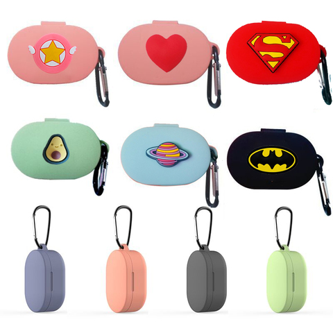 Cartoon Earphone Case With Hook for Xiaomi MI Redmi AirDots Headphones Cover TWS Bluetooth Earphone Wireless Charging Box Bags ► Photo 1/6