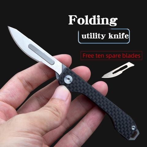 2022 Carbon Fiber Folding Knife EDC  Pocket Portable Knifes Emergency Key Medical Folding Knives Surgical Self-defense Survival ► Photo 1/6