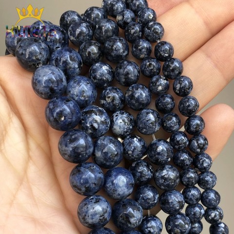 Round Natural Spot Jaspers Stone Beads Dark Blue Loose Spacer Beads 15'' 4/6/8/10/12mm For Jewelry Making DIY Bracelet Necklace ► Photo 1/6