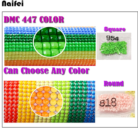 Wholesale DMC 447 Color Full Round/square Drills Resin Diamond,Diamond Painting Full Drills Beads Stone Gem Accessory Rhinestone ► Photo 1/6