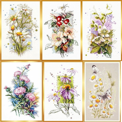 Bouquet series cross stitch package flower aida 18ct 14ct 11ct black cloth people kit embroidery DIY handmade needlework ► Photo 1/6