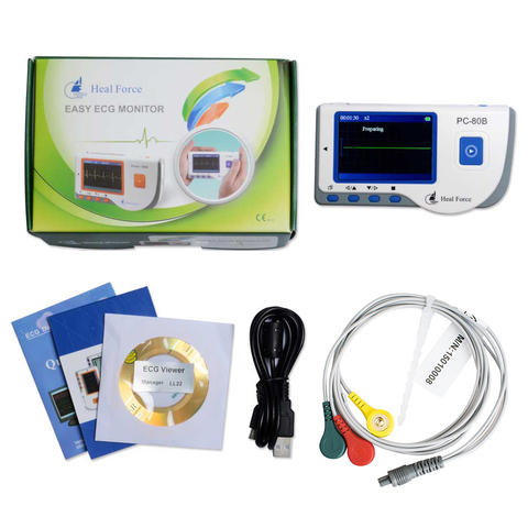 Heal Force PC-80B Household Heart Ecg Monitor Continuous Measuring With Cable & Pads Color Screen CE & FDA Approved ► Photo 1/6