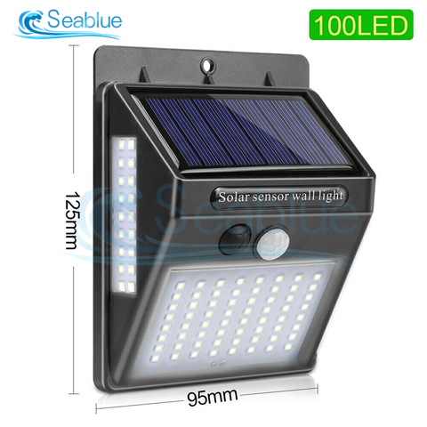 100 LED Solar Power PIR Motion Sensor Wall Light Outdoor Waterproof Garden Lamp For Garden Decoration Wall Street ► Photo 1/6