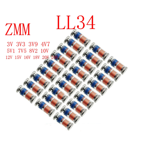 200PCS/LOT ZMM5V1 3V 3V3 3V9 4V7 5V1 7V5 8V2 10V 12V 15V 16V 18V 20V 24V  LL34 3.3V 3V3 0.5W 1/2W Zener Diode SMD diode LL34 KIT ► Photo 1/3
