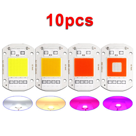 10pcs 60x40mm 20W 30W 50W Driverless 110V 220V AC cob Chip for Floodlights Plant Growing Lamp Full Spectrum COB LED Grow Light ► Photo 1/6