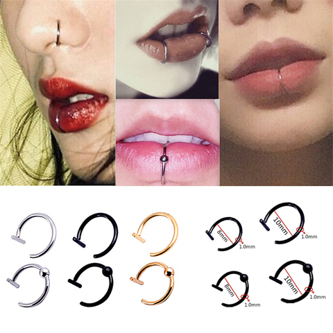 Lips Rings Medical Titanium Steel Septum Piercing Clip On Mouth Fake Piercing