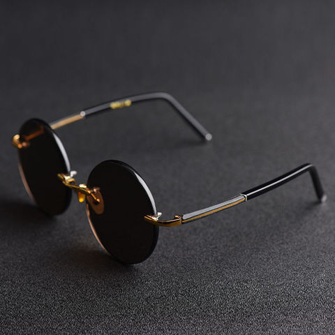 Evove Round Sunglasses Male Glass Sun Glasses for Men Rimless Brown Vintage Oversized 58mm-150mm Big Large ► Photo 1/1