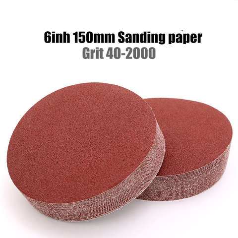 10pcs 6 Inch 150mm Grit 40-2000 Sanding Paper Discs Hook Loop Sandpaper Round Disk Sand Sheet ► Photo 1/4