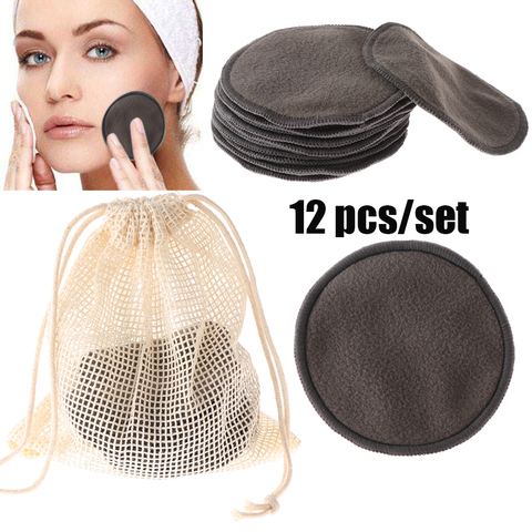 5/12Pcs Bamboo Fiber Washable Rounds Pads Reusable Makeup Removal Cotton Pad Facial Cleansing Pad Beauty Tool Portable ► Photo 1/6