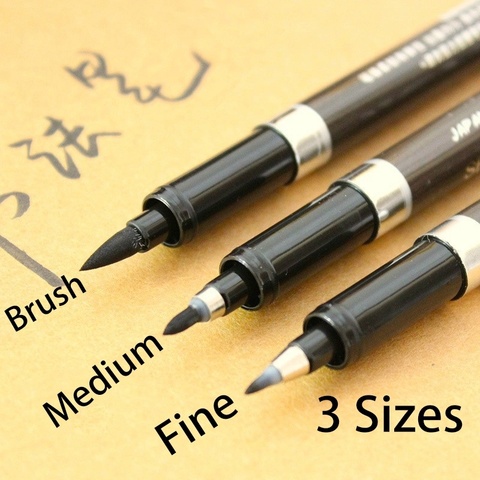 3 Sizes Calligraphy Pen Japan Material Brush for Signature Chinese Words Learning Stationery Art Marker Pens School Supplies ► Photo 1/6